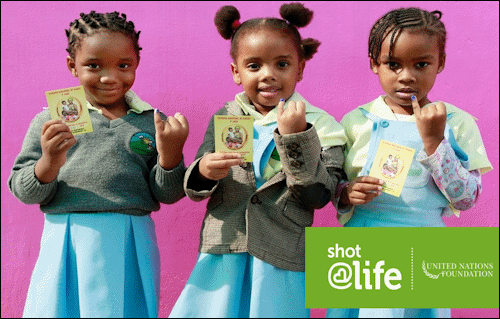 Shot at Life World Pneumonia Day. Colofrul photo of three adorable little Black girls