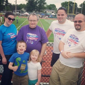 Photo of my dad, my brothers, and our kids at Relay For Life 2012